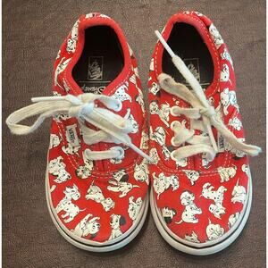 Vans x Disney 101 Dalmatians Red Sneakers Kids Toddler Size 8 Park Vacation Play